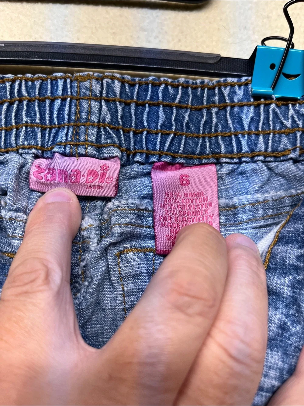 Zana Di Blue Denim Girls' Jeans with Pink & Multicolor Embroidery